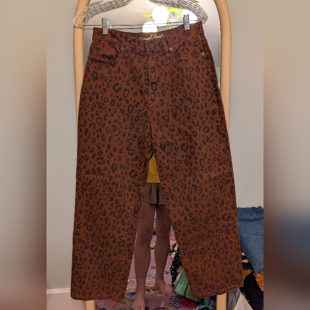 Universal Thread Women's Super-High Rise Leopard Print Jeans